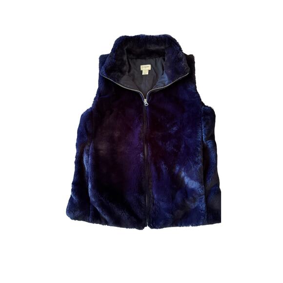 Navy Faux Fur Vest by J. Crew - Picture 1 of 3